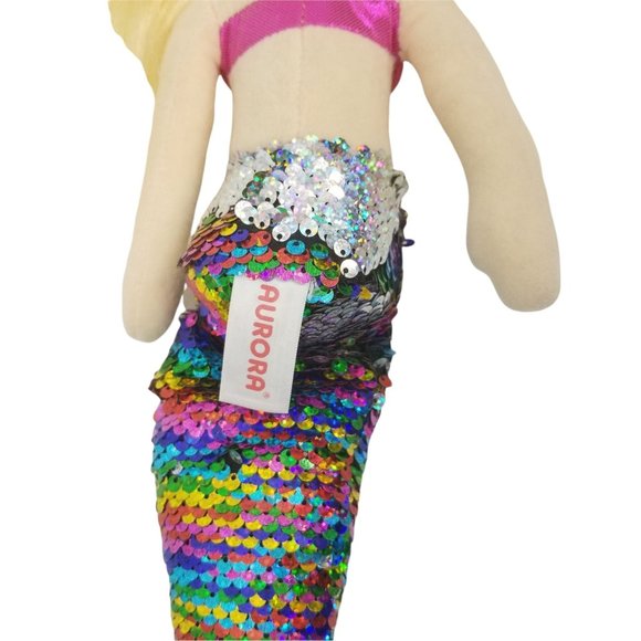 Aurora World Mermaid Rainbow Sequins Pink Plush 20" Doll Blonde Hair Stuffed Toy - Picture 7 of 10